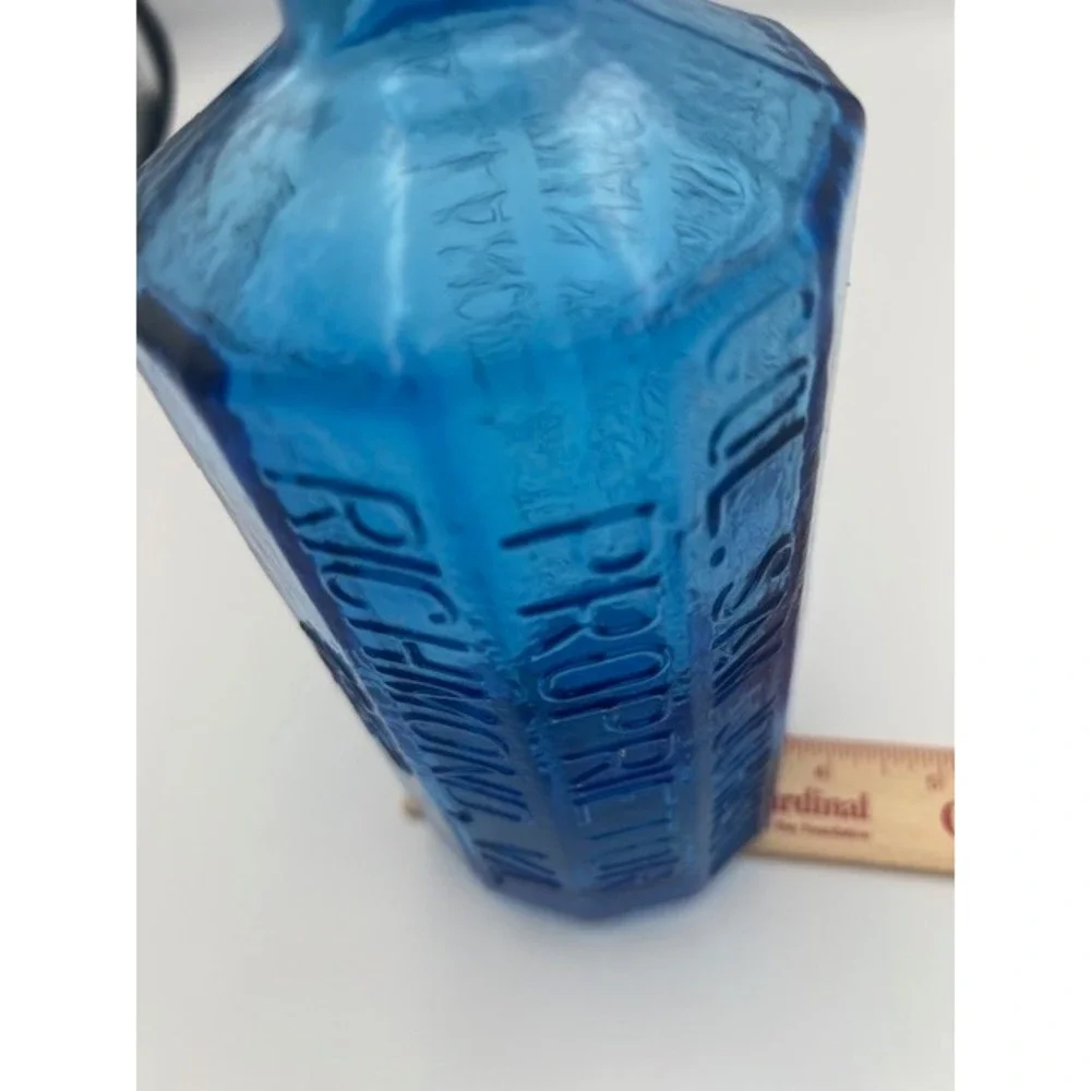 Wheaton Blue Glass A. Lancaster Indian Vegetable Jaundice Bitters Bottle 1852